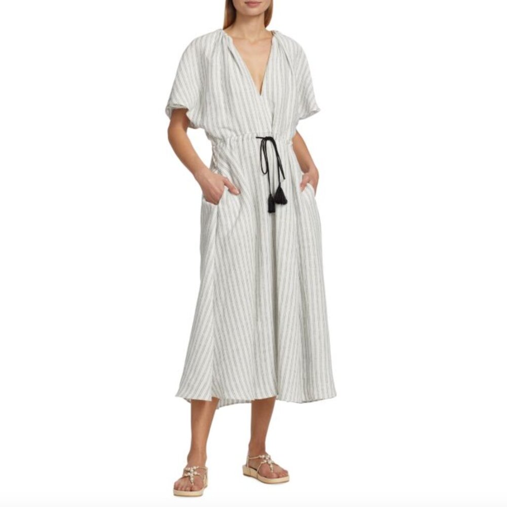 Altuzarra Romy striped linen midi dress, size 44 (US 12)